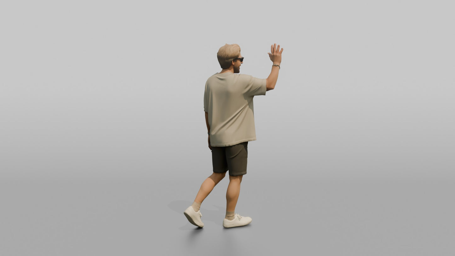 Scandinavian Man Waving to a Friend
