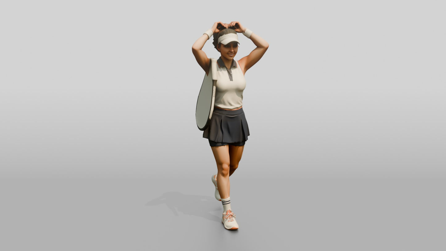 Female Tennis Player Fixing Her Ponytail