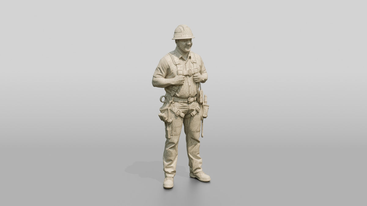 Construction Worker Man 83 - wireframe topology preview