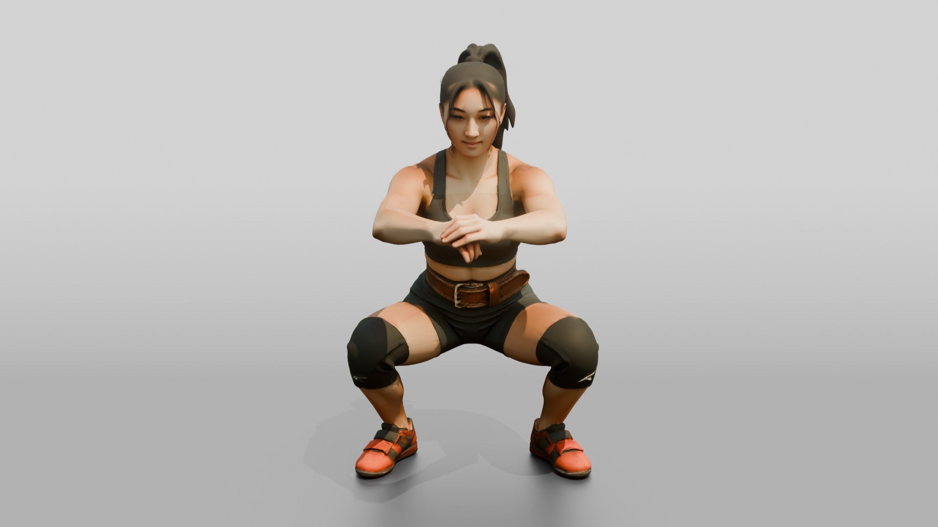 Woman in Squat with Knee Sleeves