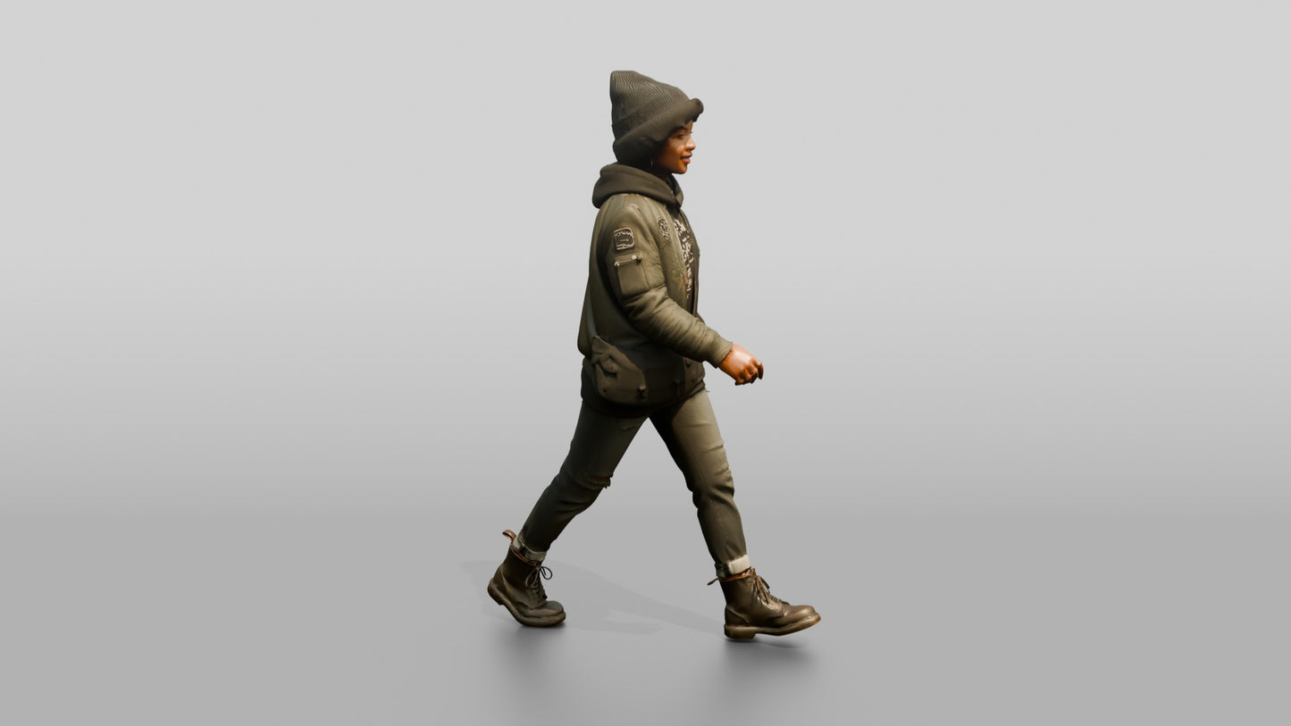 African-American Woman in Bomber Jacket and Hoodie