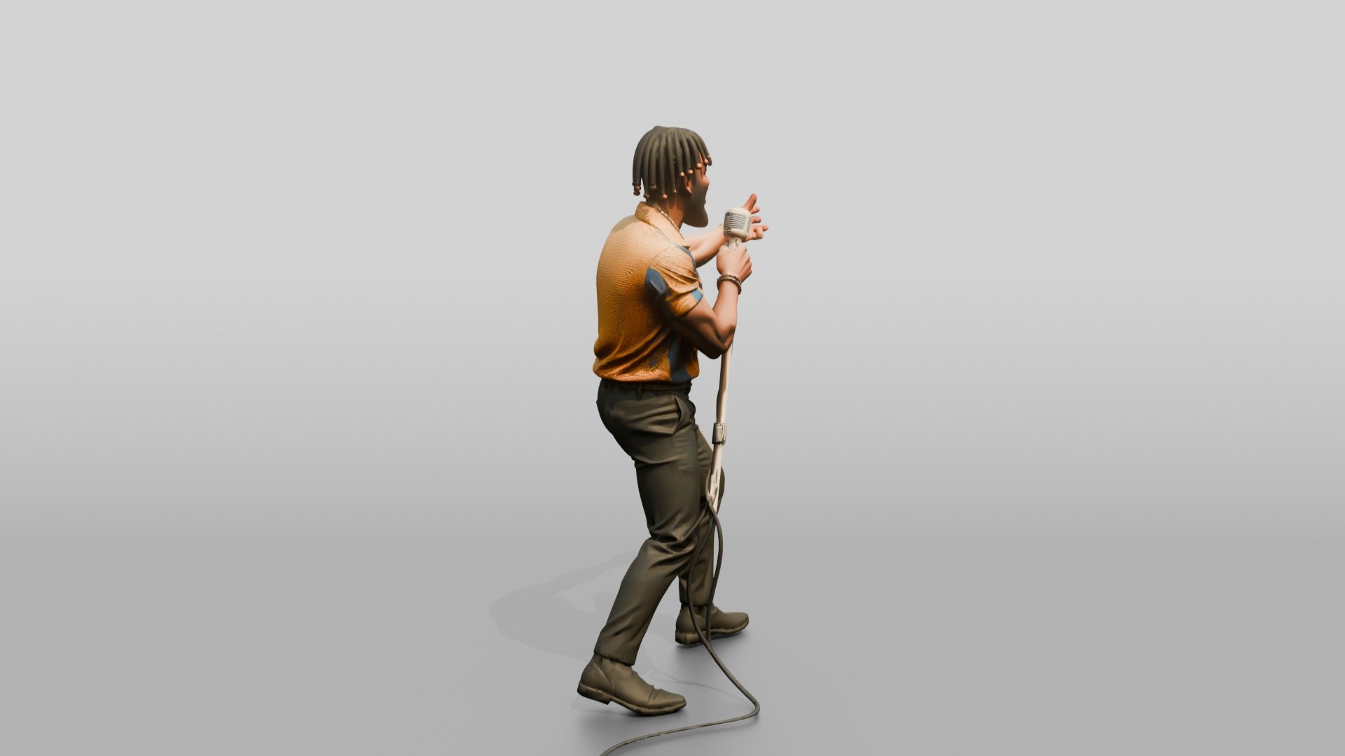 Afrobeat Singer with Retro Microphone