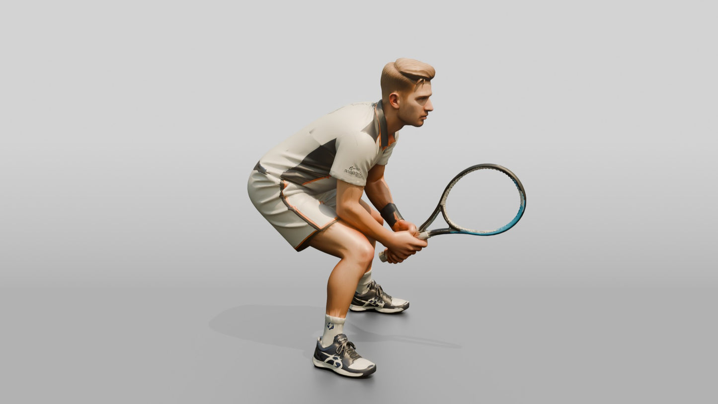 Male Tennis Player in a Focused Baseline Stance