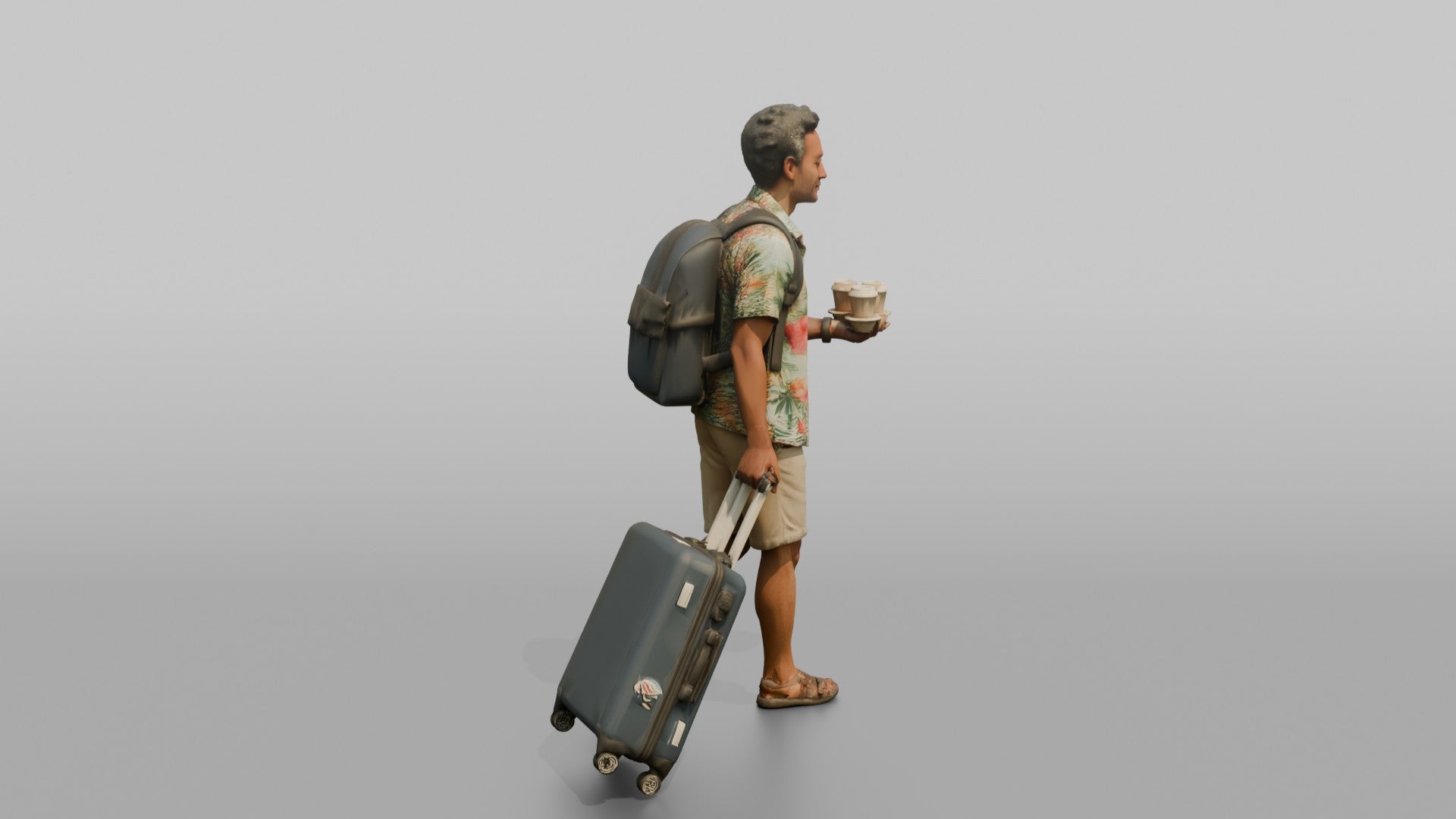 Traveler Carrying Coffee To The Gate