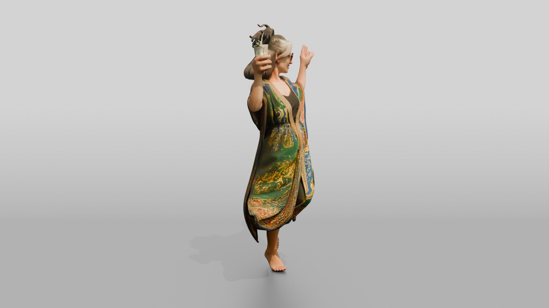 Boho Woman in a Colorful Kaftan