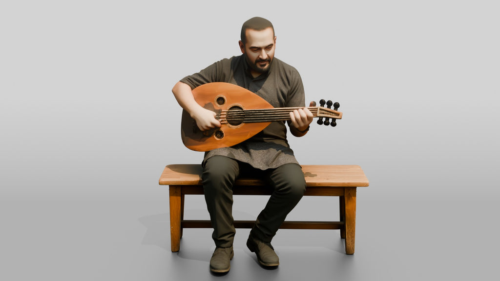 Oud Player Strumming Acoustic Oud