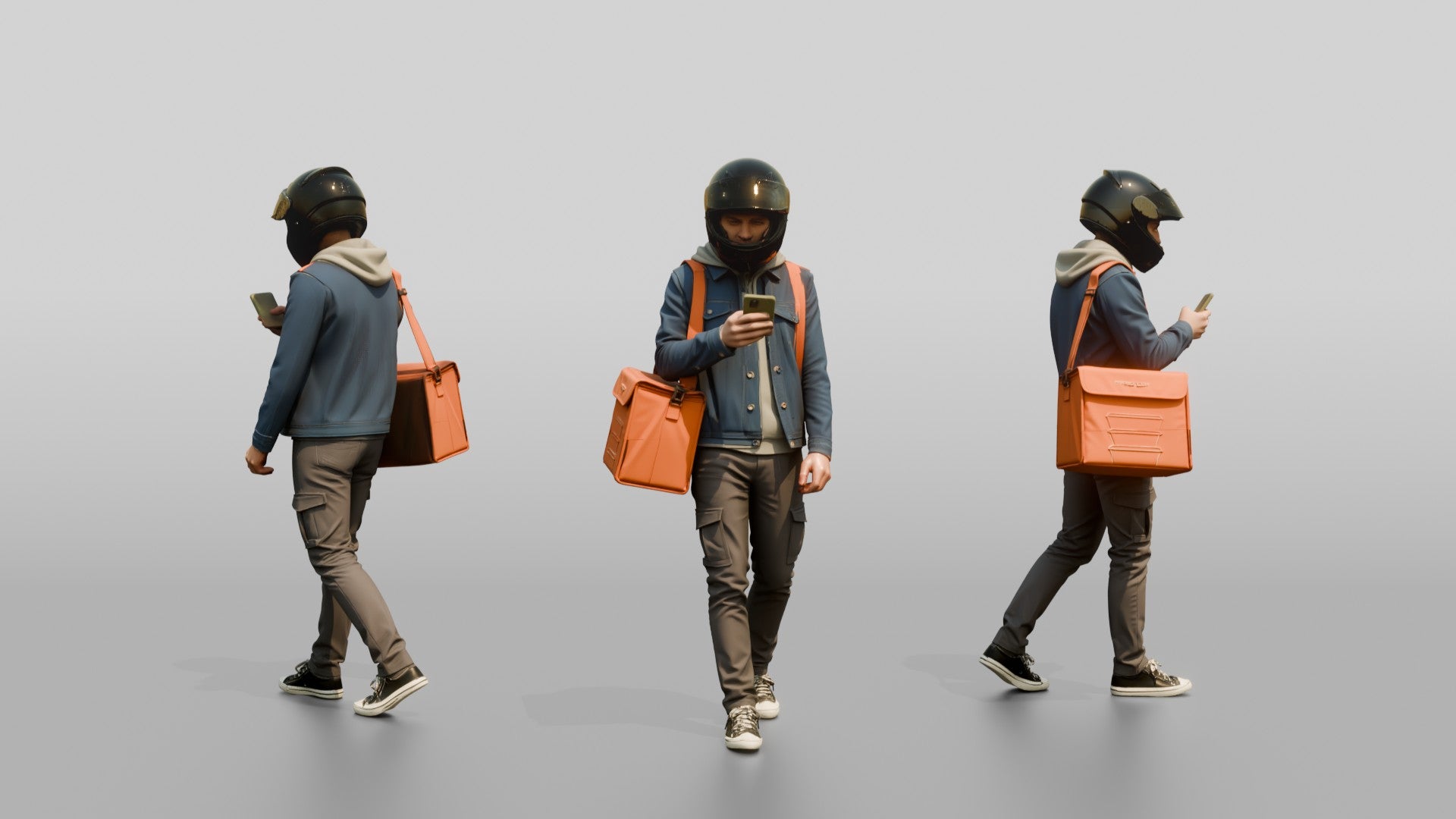 Helmeted Food Courier