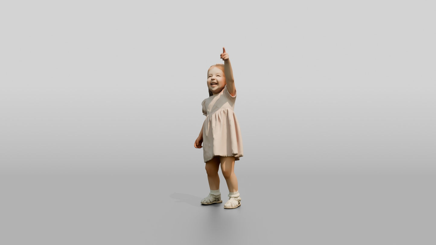 Toddler Maltese Girl Pointing Up in Excitement
