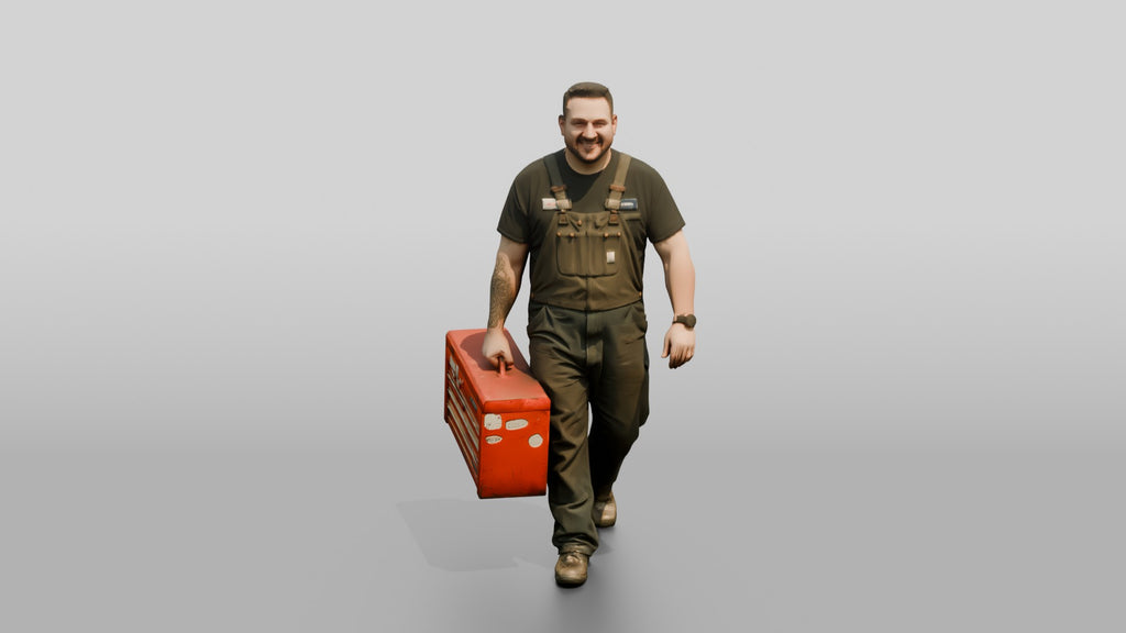 Mechanic Carrying a Toolbox