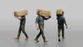 Farmer Carrying Large Bale Of Hay Over
