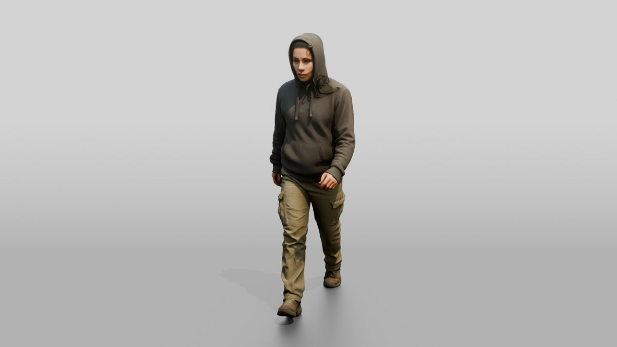 Central American Female Walking - 3D character model, view 4