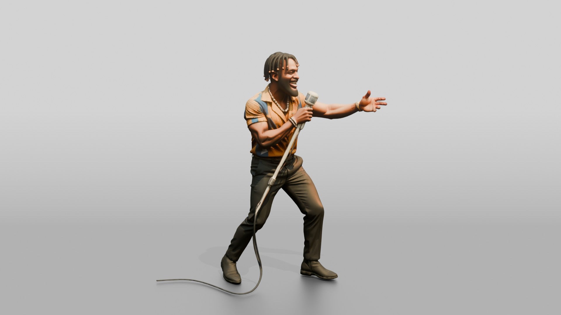 Afrobeat Singer with Retro Microphone