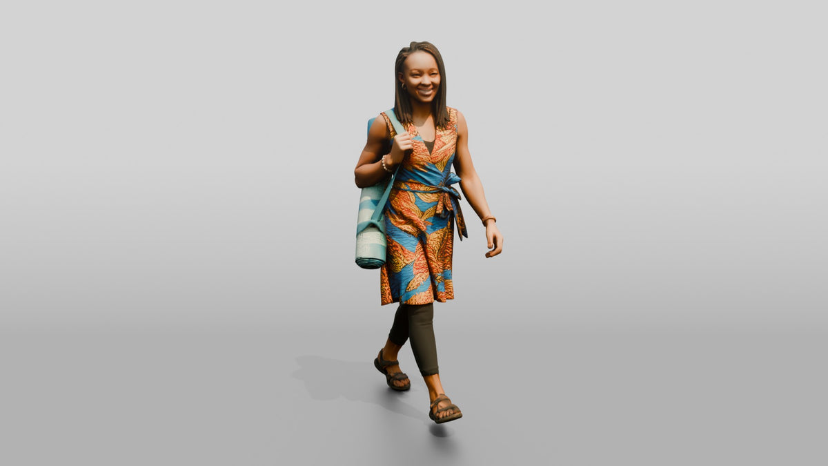 West African Female Walking - 3D character model, view 5