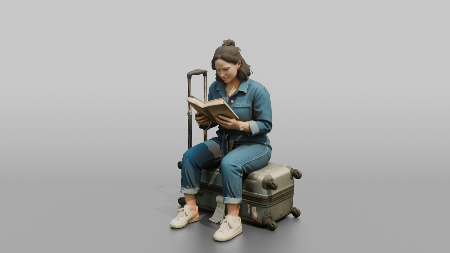 Vacationer Wearing Casual Denim Jumpsuit And White Sneakers