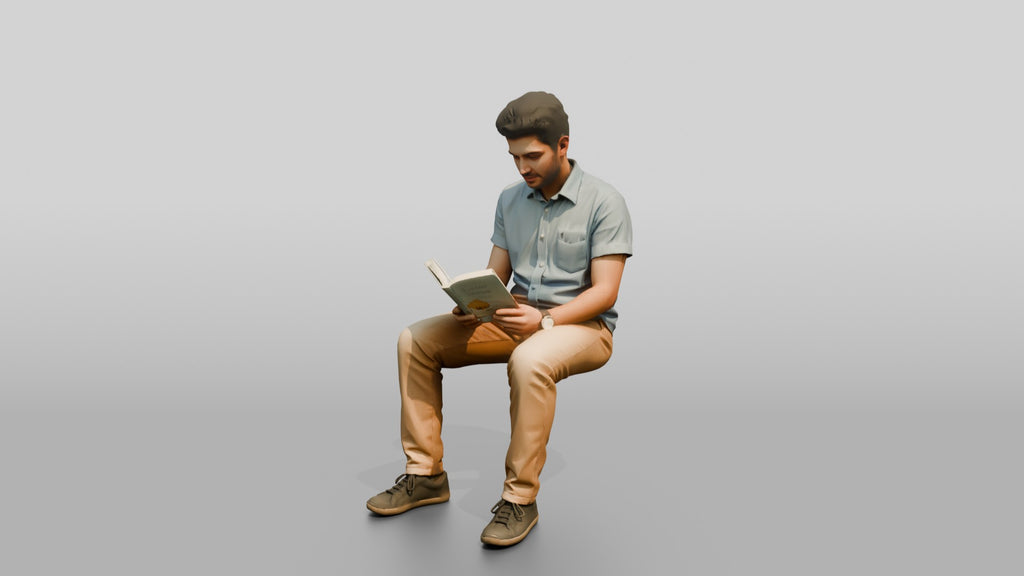 Young Syrian Man Reading on a Park Bench