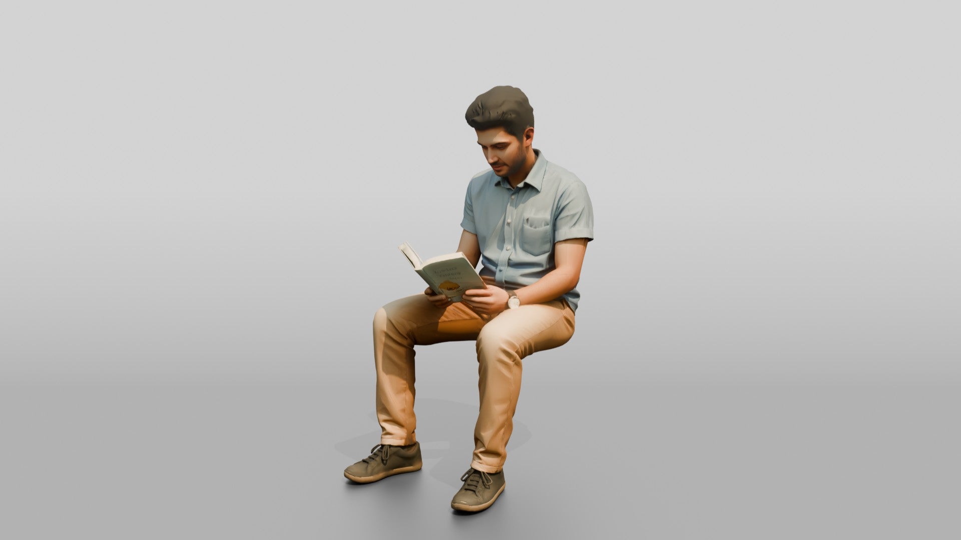Young Syrian Man Reading on a Park Bench