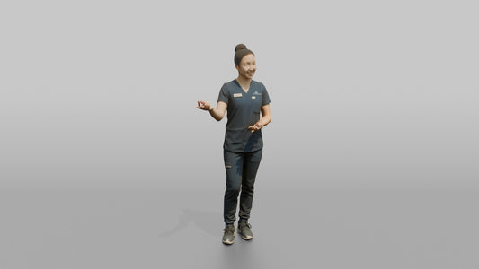 Esthetician Woman Gesturing Toward A Treatment Chair - 3D character model
