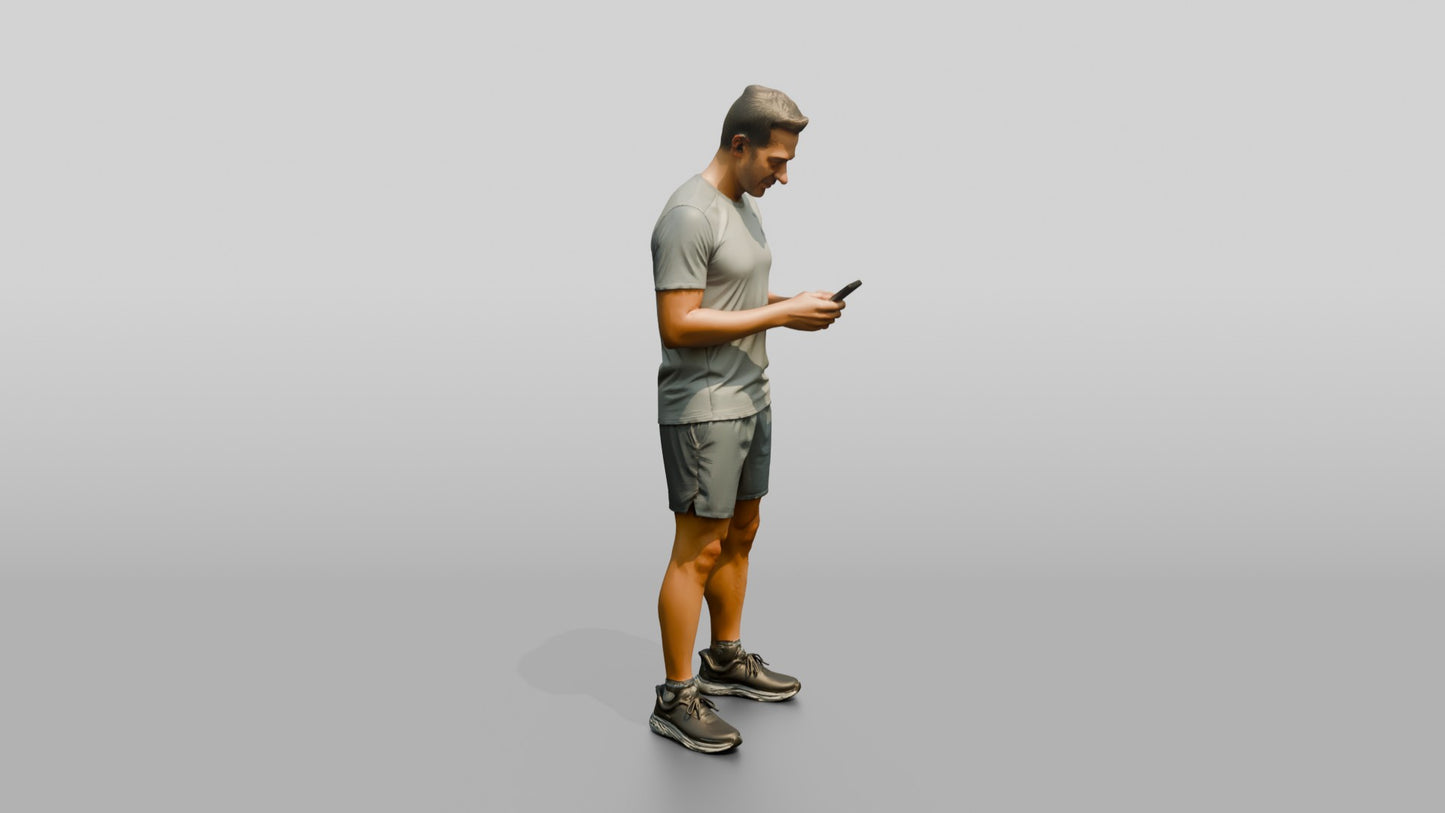 Middle-Aged Athletic Greek Man Checking His Phone