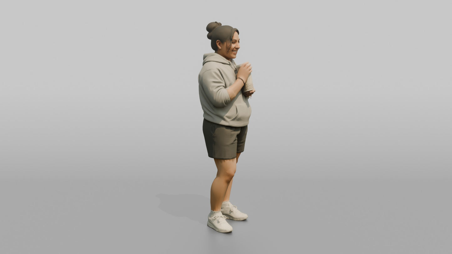 Vacationer Wearing Comfortable Hoodie And Sweatshorts