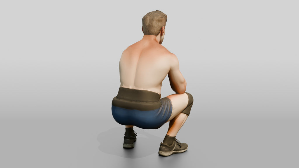 Muscular Man in Bodybuilding Shorts