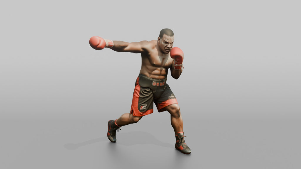 Boxer Lunging Jab While Stepping Forward