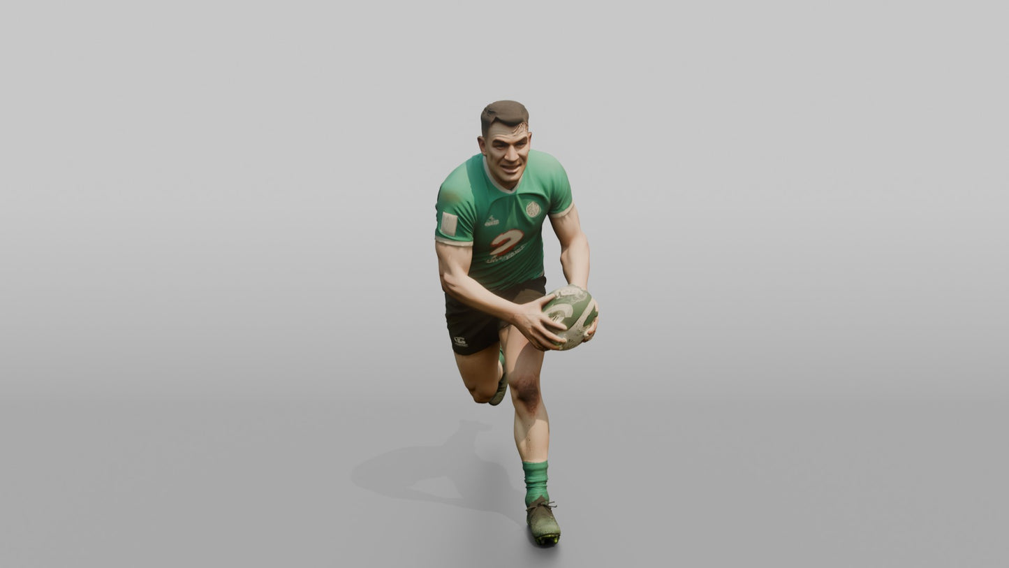 Irish Flanker Carrying the Ball in Two Hands