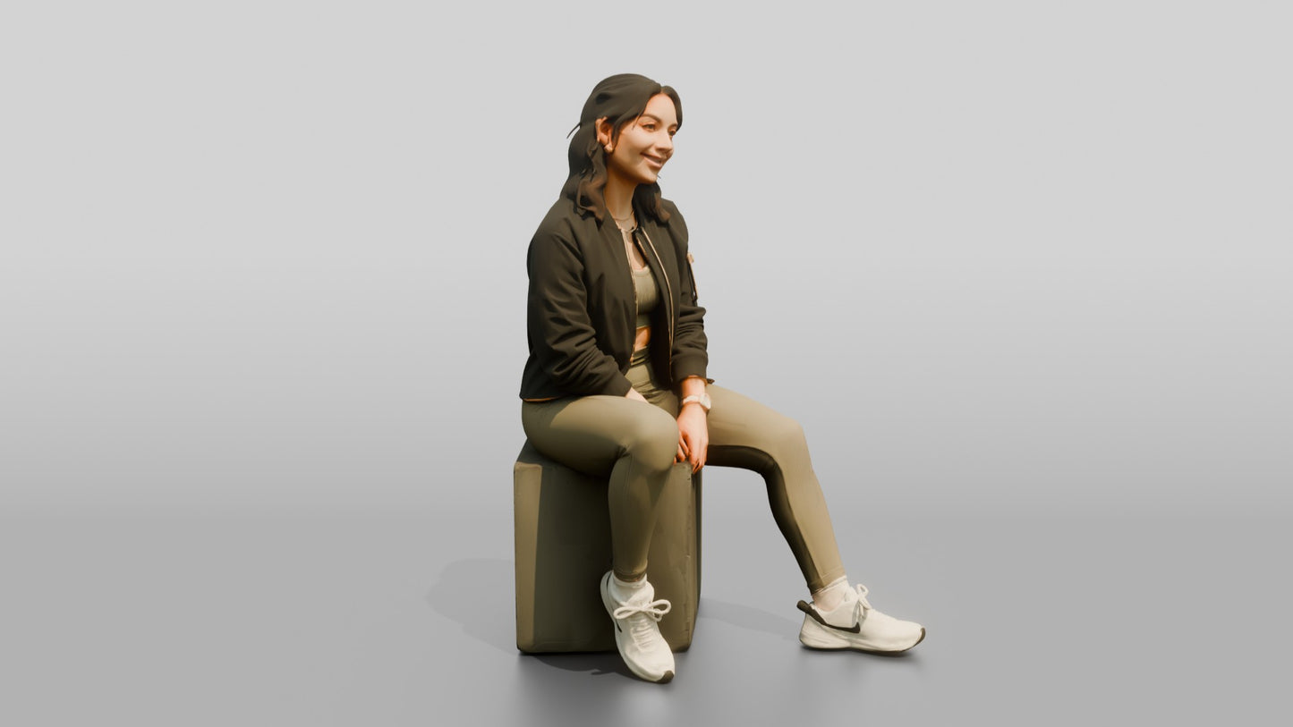 Latina Woman in Athleisure Set and Bomber Jacket