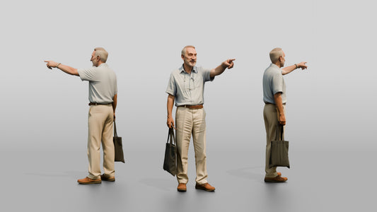Elderly Tall Croatian Man Pointing at the Distance