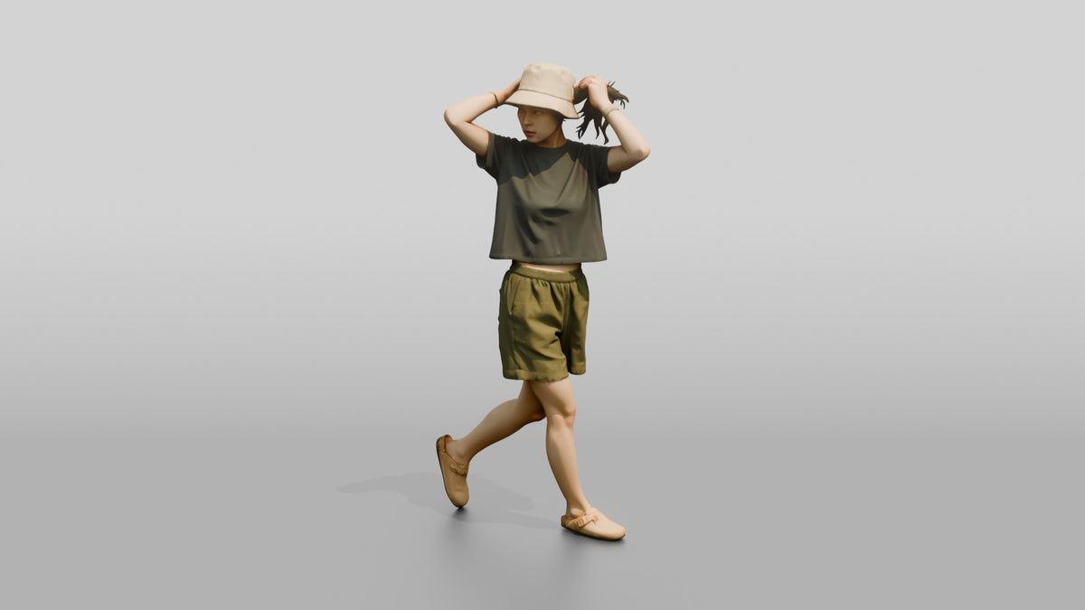 Woman Tying Back Her Hair - 3D character model, view 5