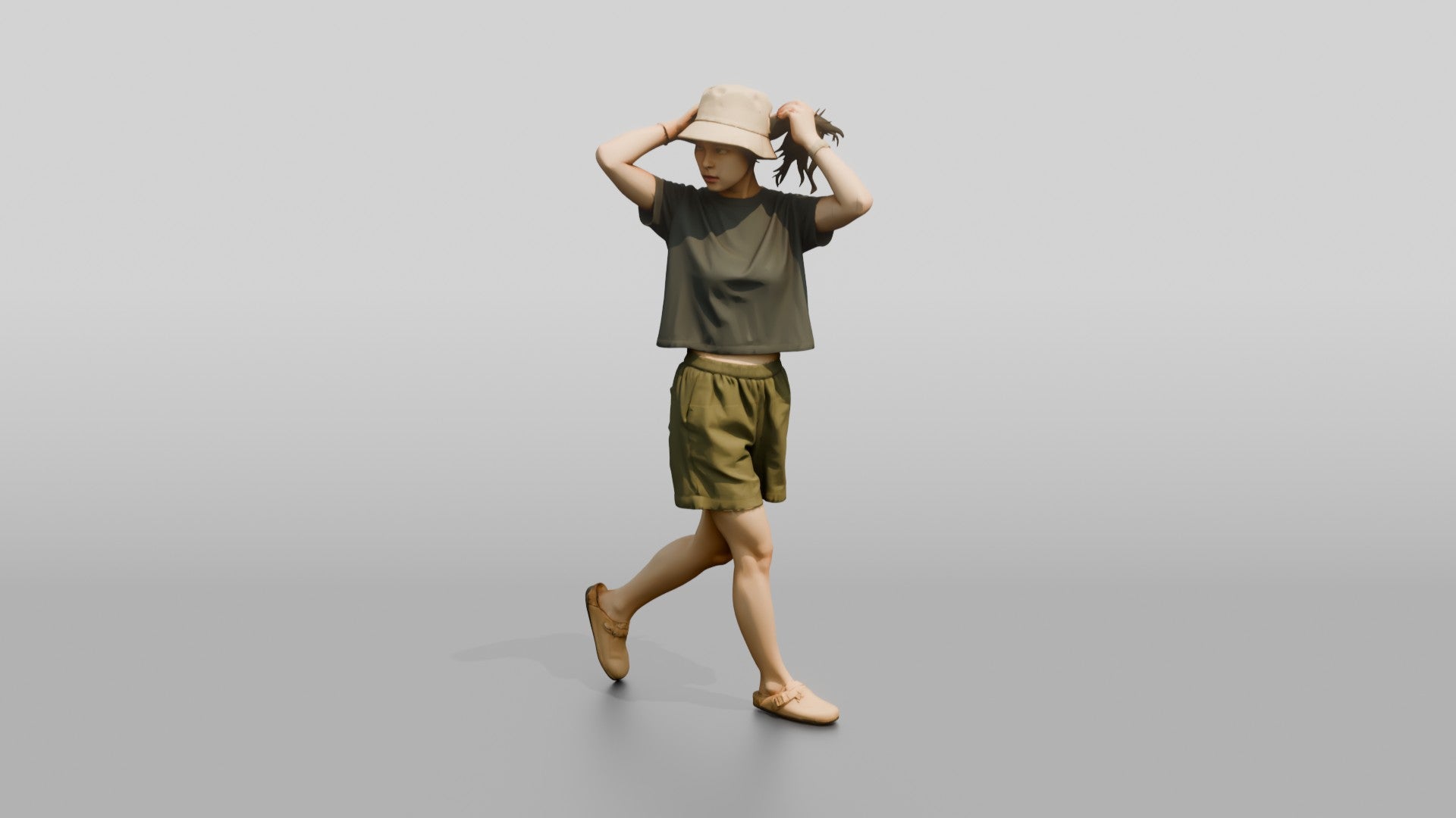 Woman Tying Back Her Hair
