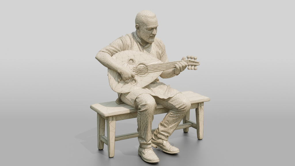 Oud Player Strumming Acoustic Oud