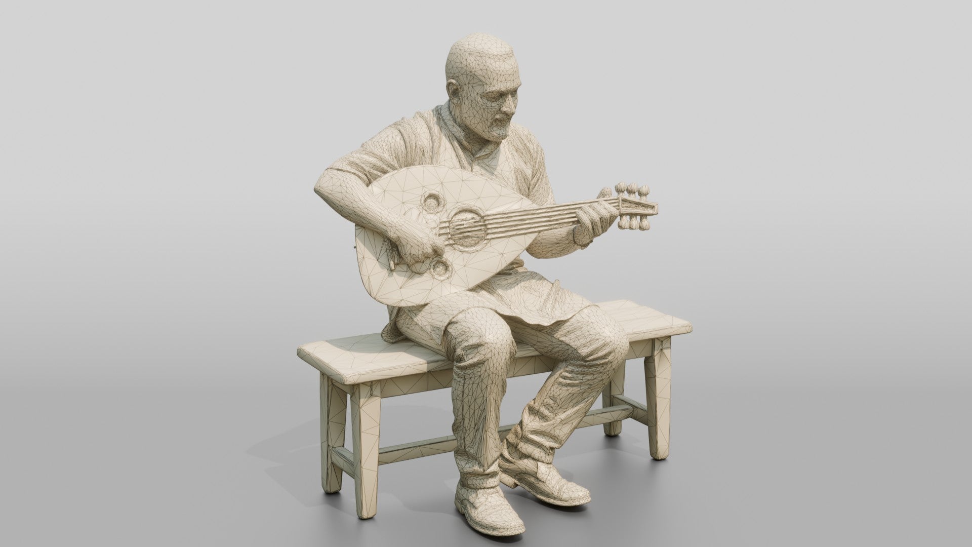 Oud Player Strumming Acoustic Oud