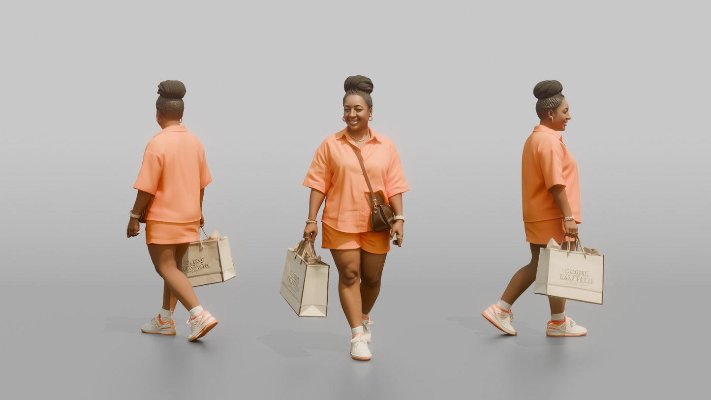 Vacationer Wearing Bright Orange Co Ord Shorts Set