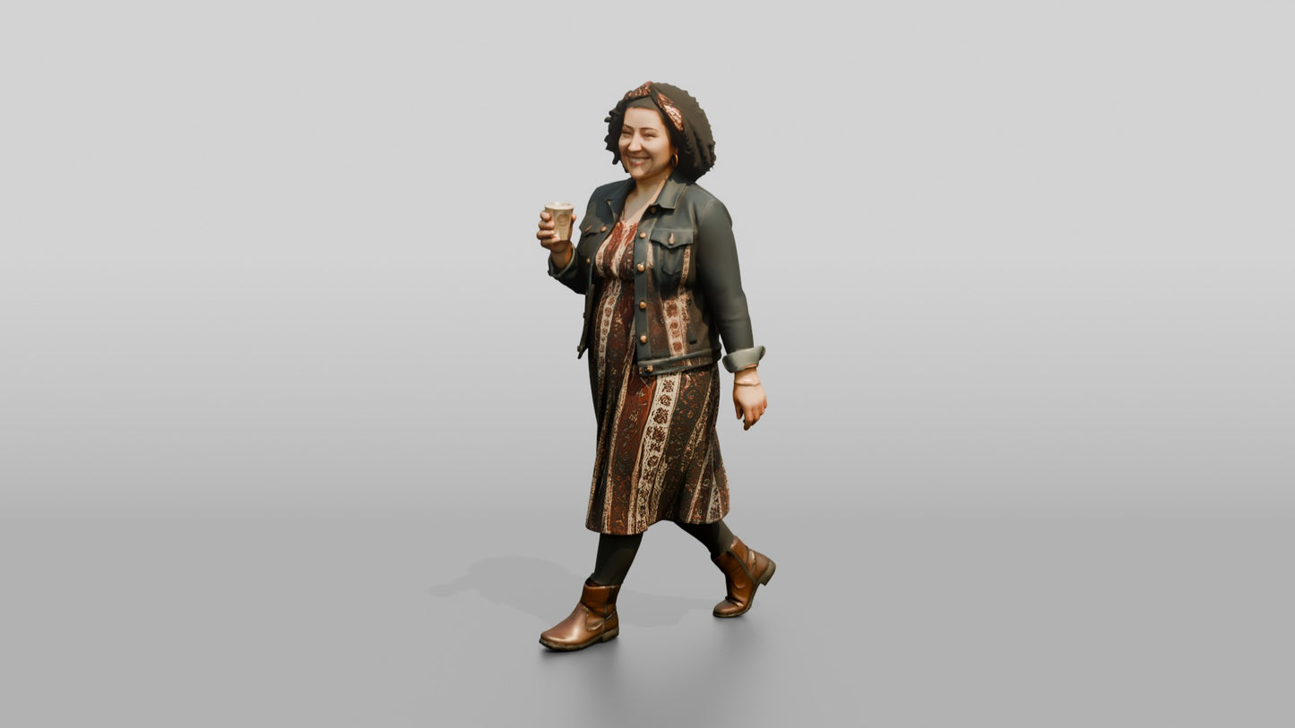 Woman Walking with Coffee Cup