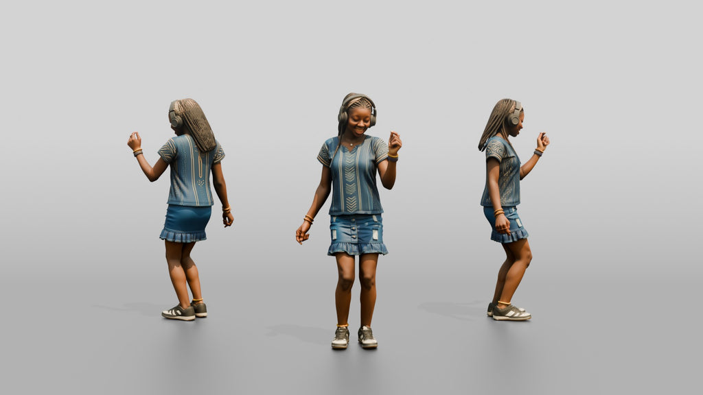 Teenage African Girl Dancing with Headphones
