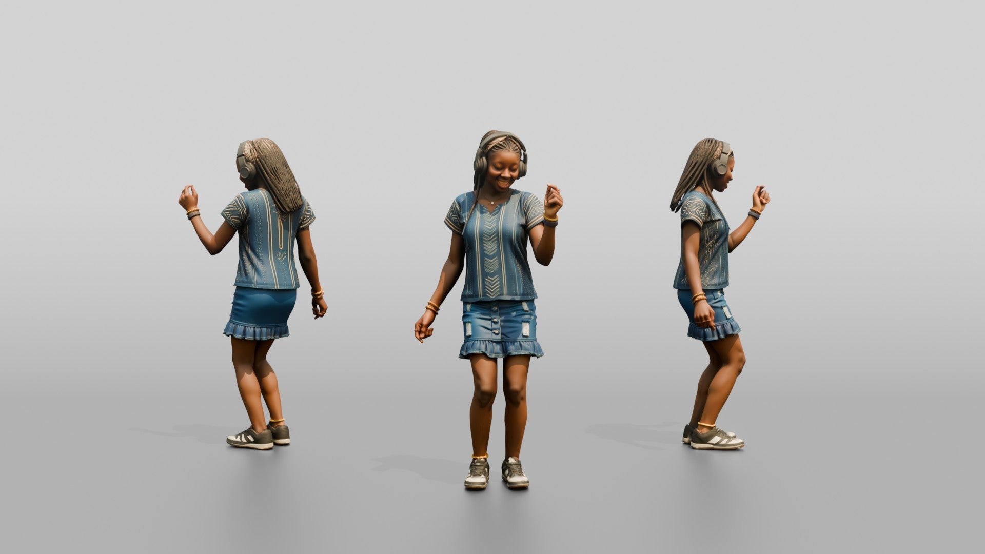 Teenage African Girl Dancing with Headphones