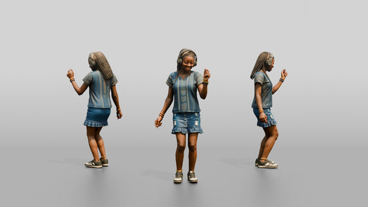 Teenage African Girl Dancing with Headphones