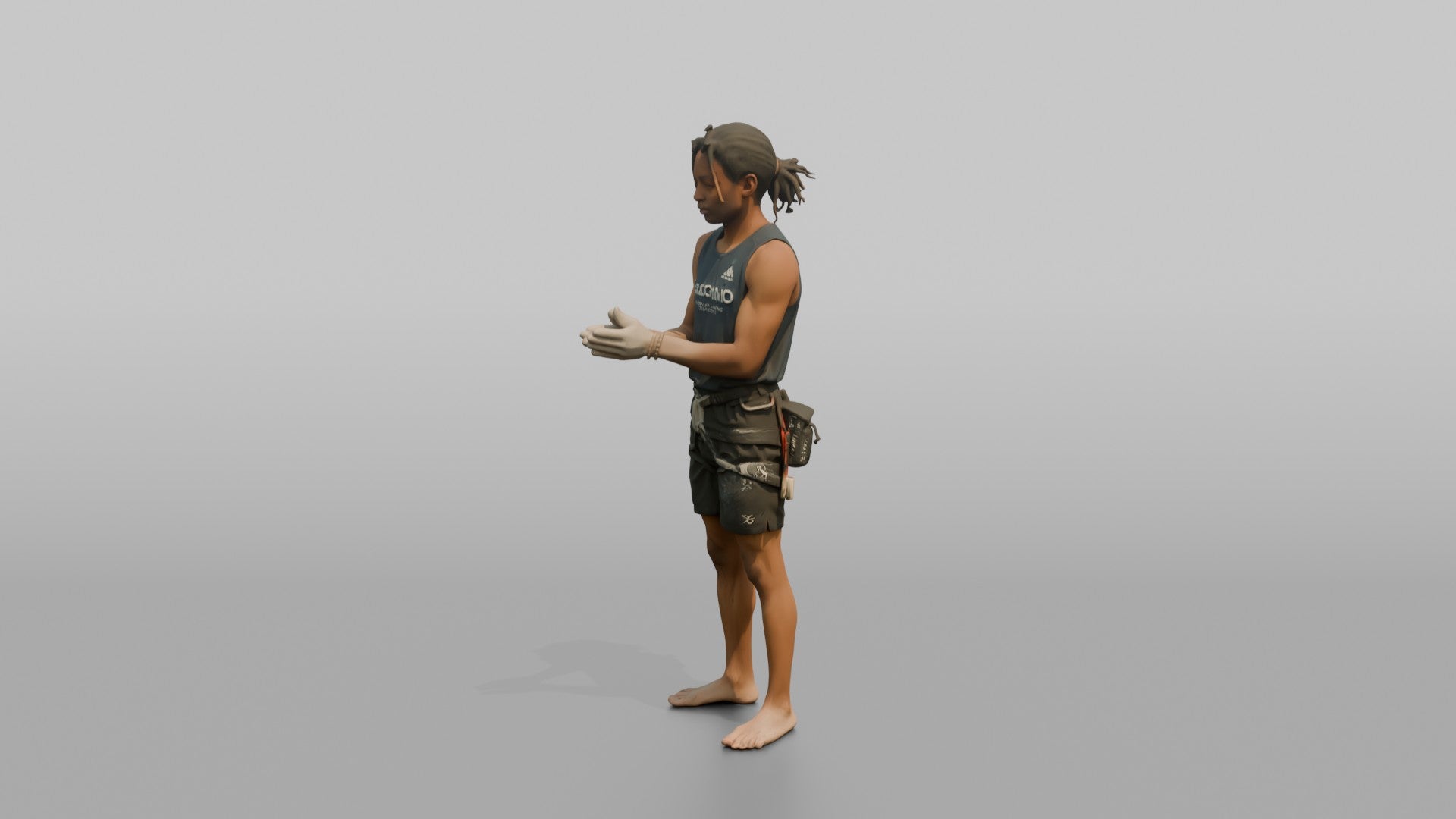 Rock Climber Clapping Chalk off His Hands