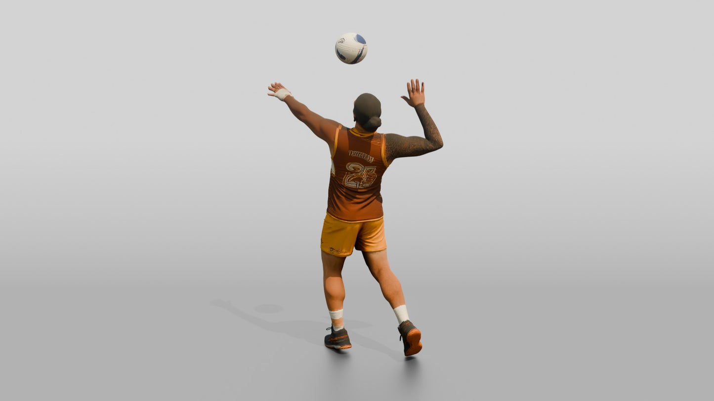 Male Volleyball Player in Ochre Uniform