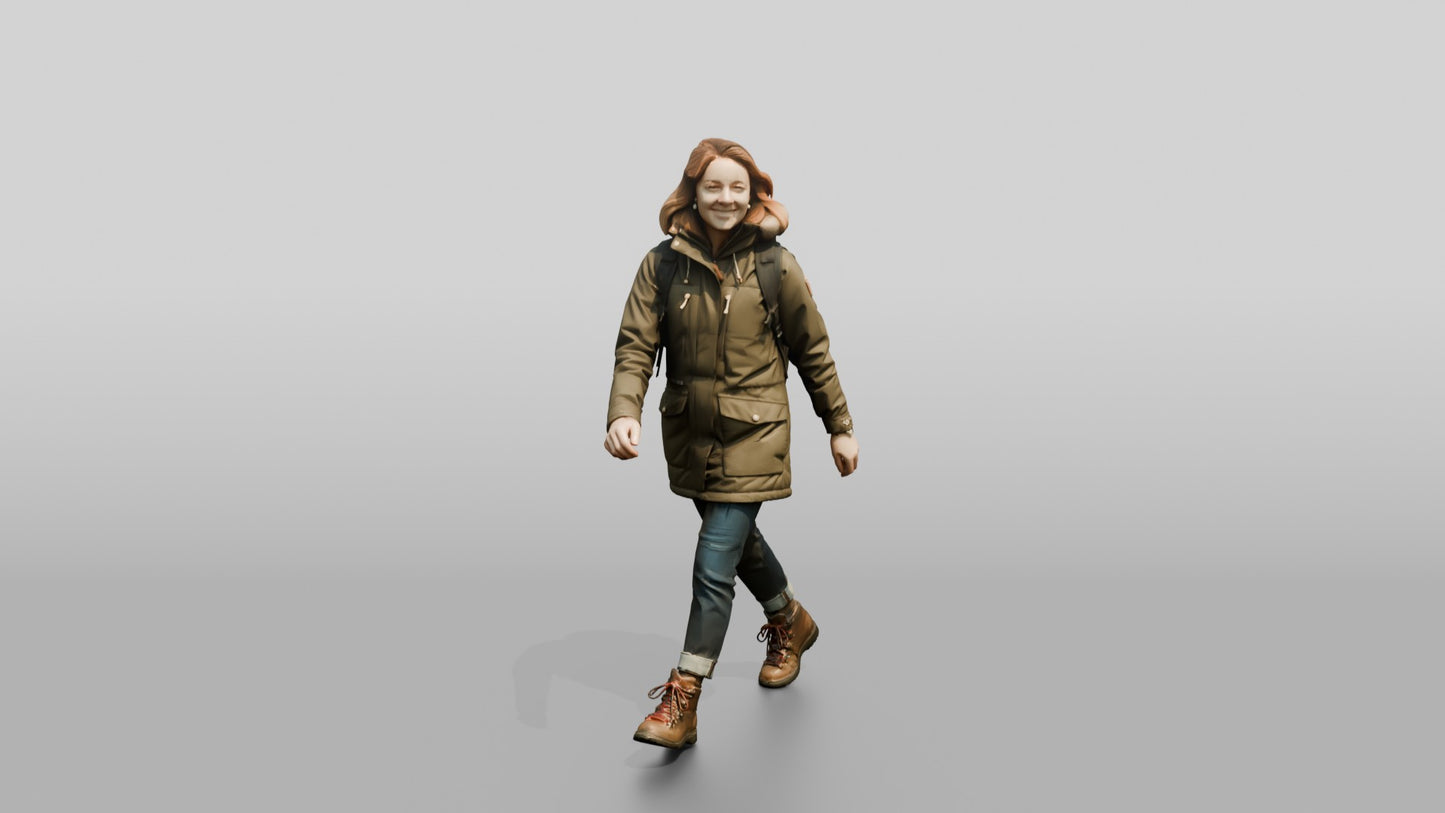 Caucasian Woman in Technical Winter Parka