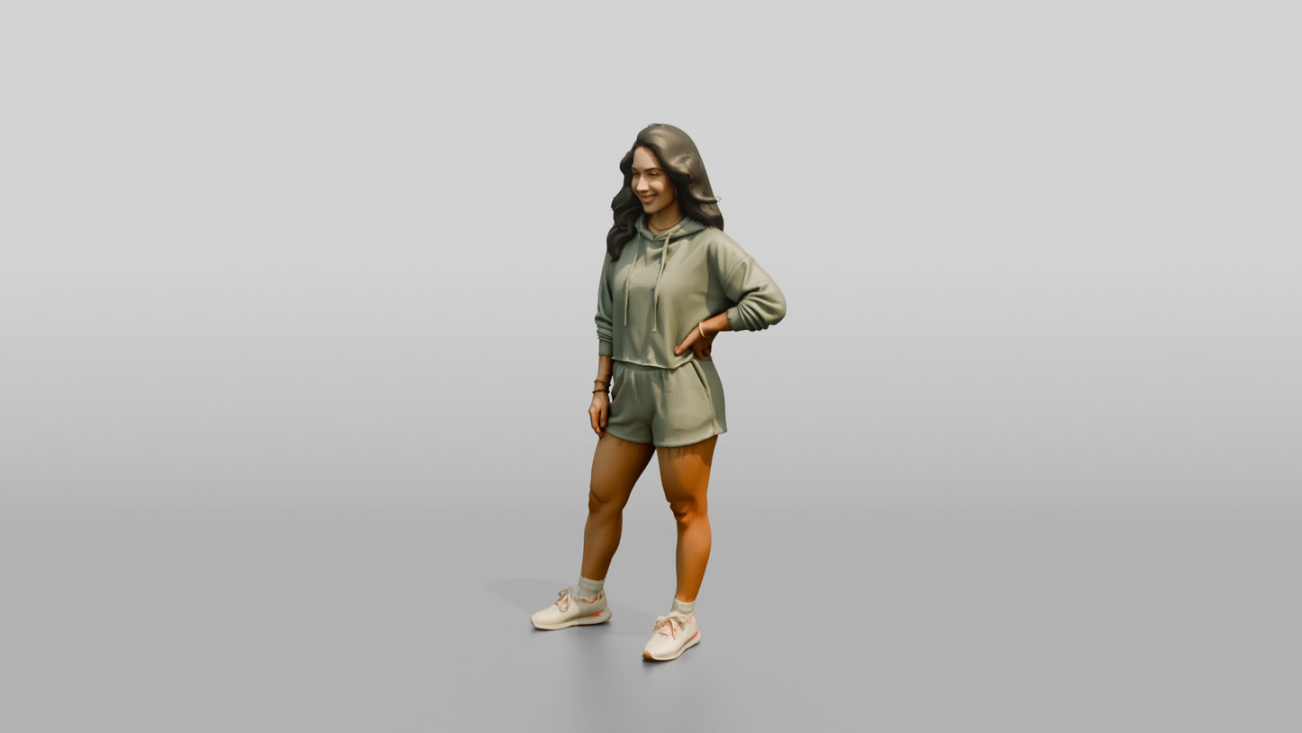 Latina Woman Posing Confidently on the Boardwalk