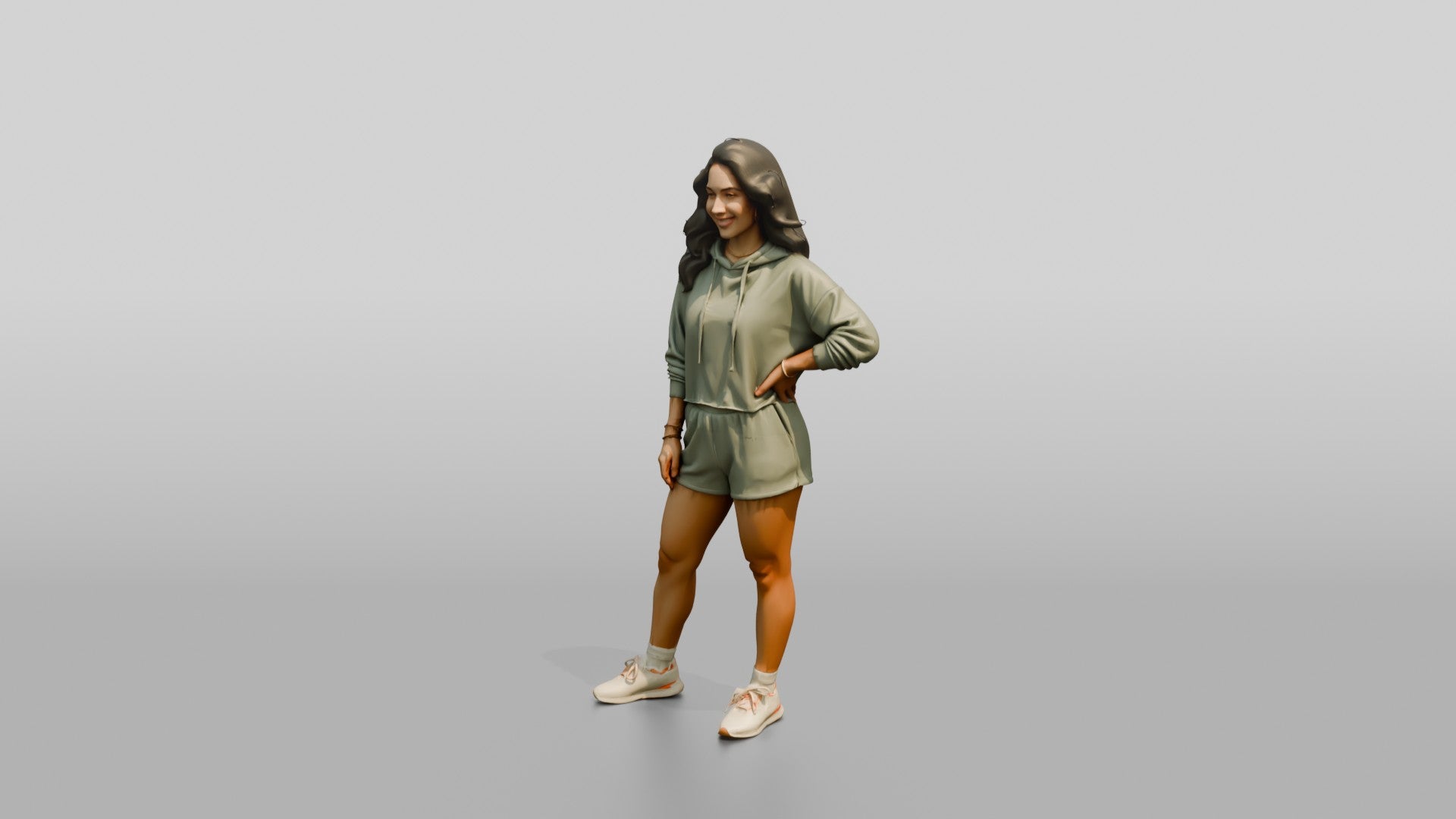 Latina Woman Posing Confidently on the Boardwalk