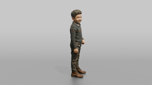 Middle Eastern Boy in Patterned Sweater and Boots - 3D character model, view 1
