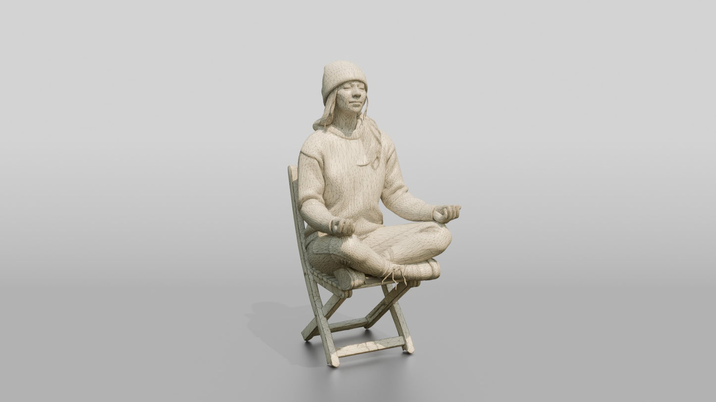 Norwegian Woman Meditating in the Snow