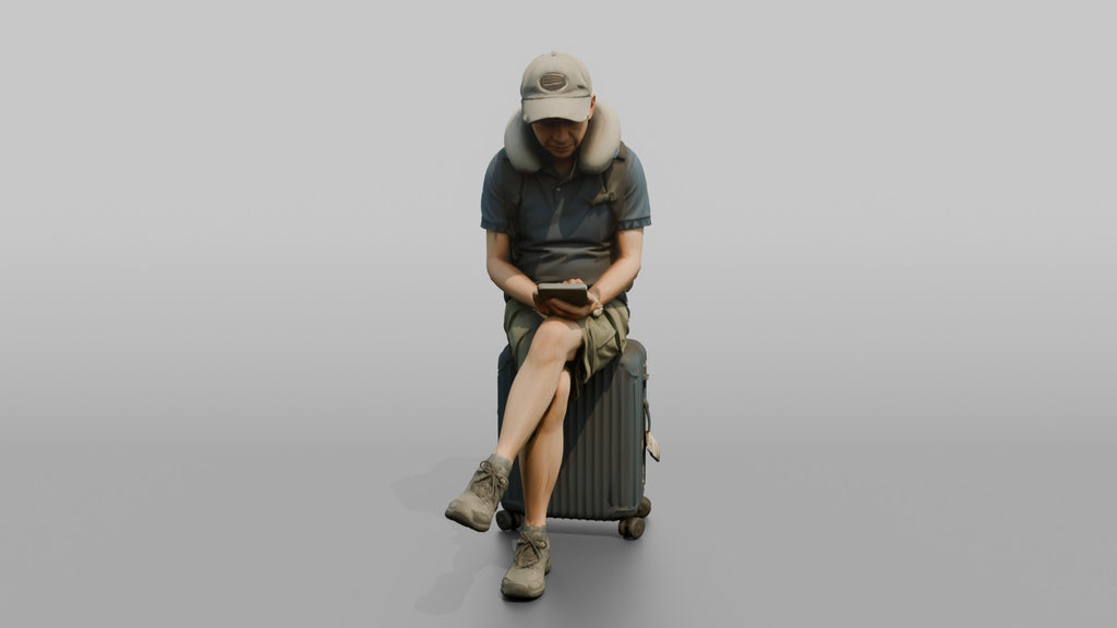 Traveler Resting On His Suitcase