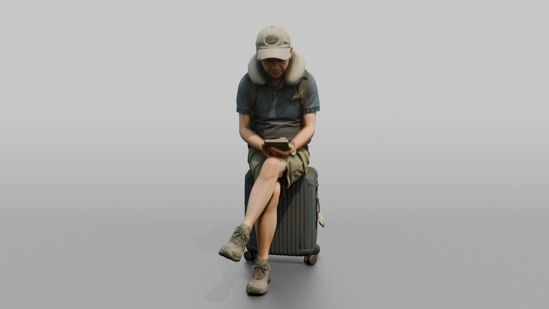 Traveler Resting On His Suitcase