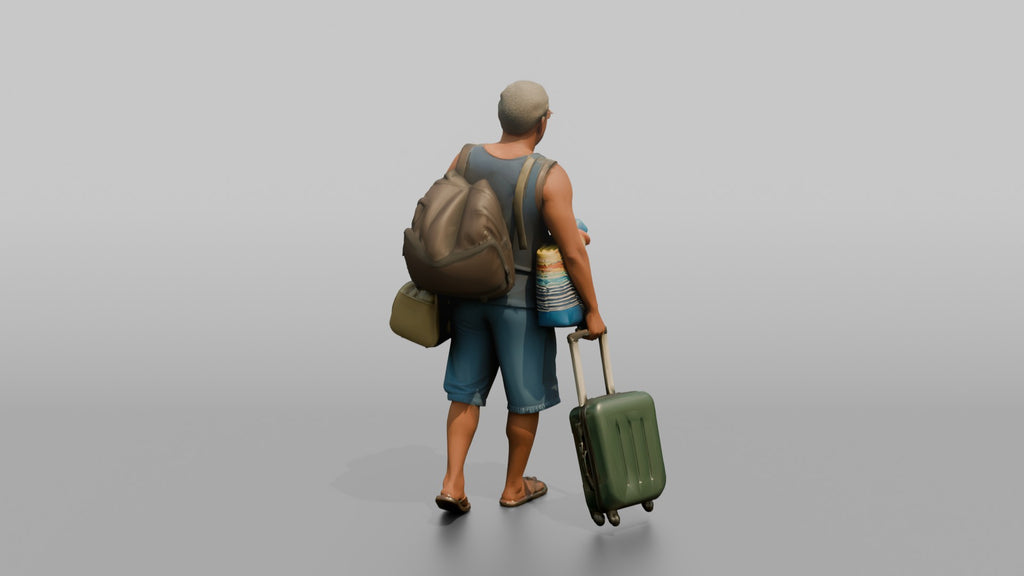 Traveler Carrying A Beach Bag