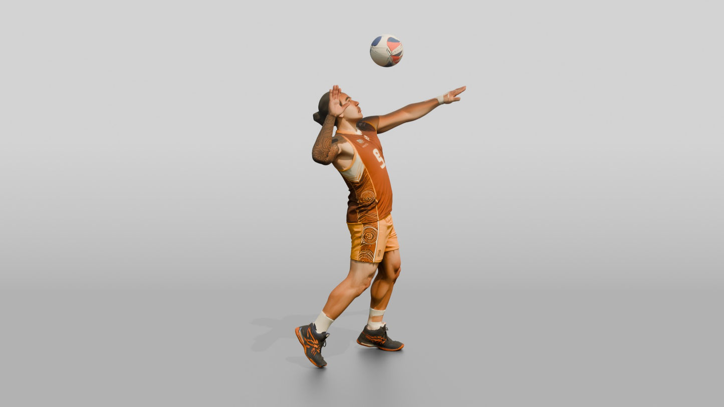 Male Volleyball Player in Ochre Uniform