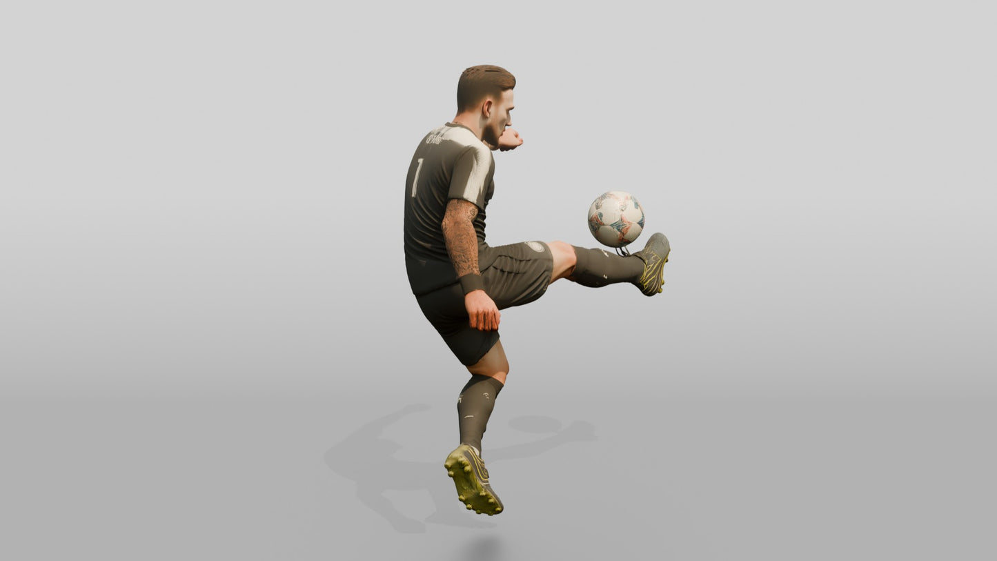 Soccer Player Spin Volley Strike