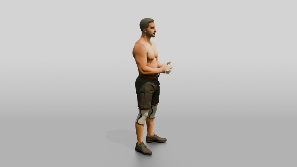 Man Standing with Chalk on Hands